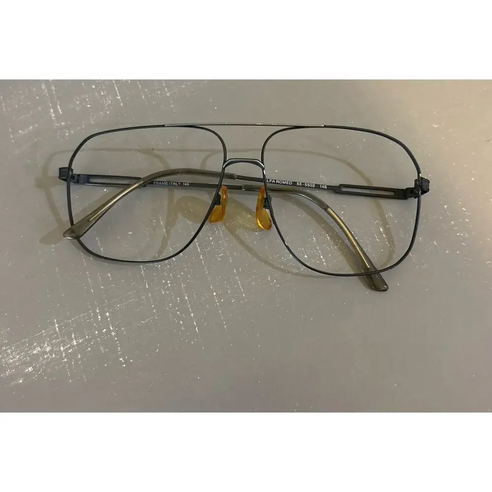Vintage Alfa Romeo Eyeglass Frames 55-5502 Made Italy Aviator Metal Optical 145